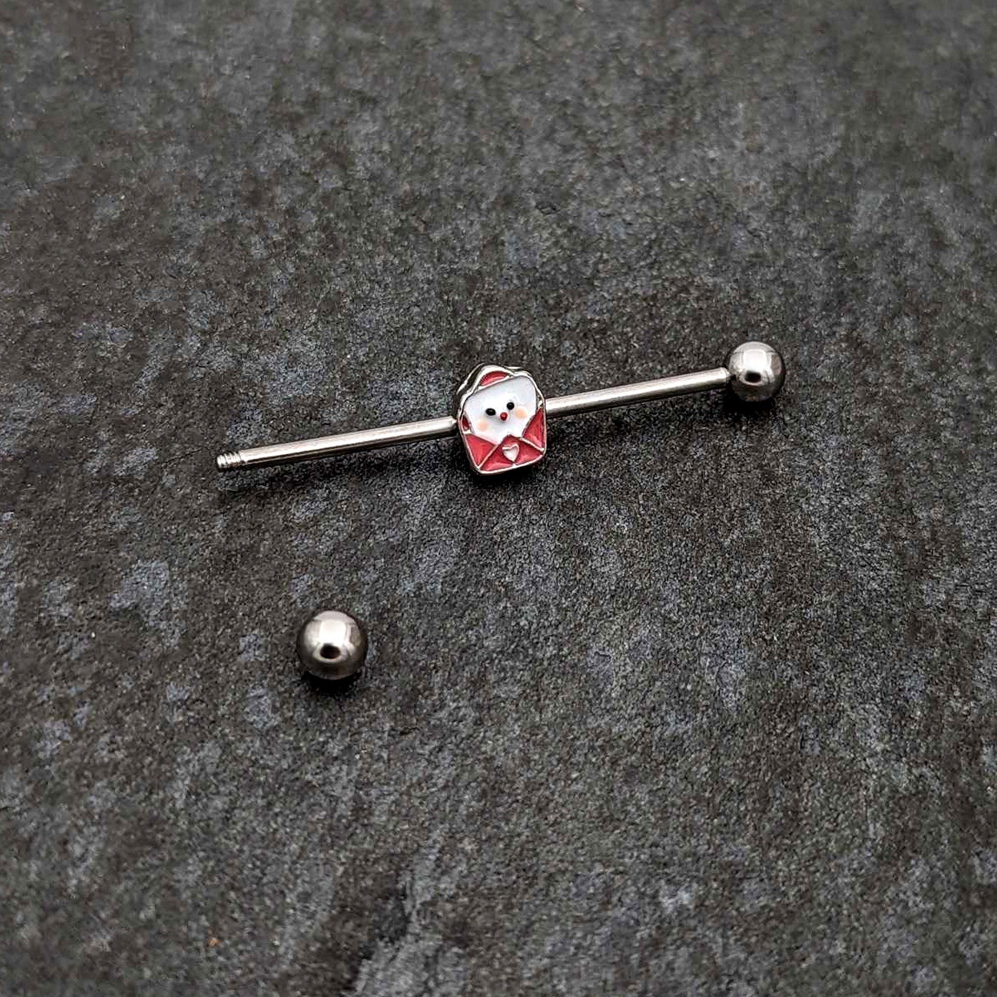 BodyCandy 14G Sweet Love Letter Valentine Industrial Barbell 38mm — back view