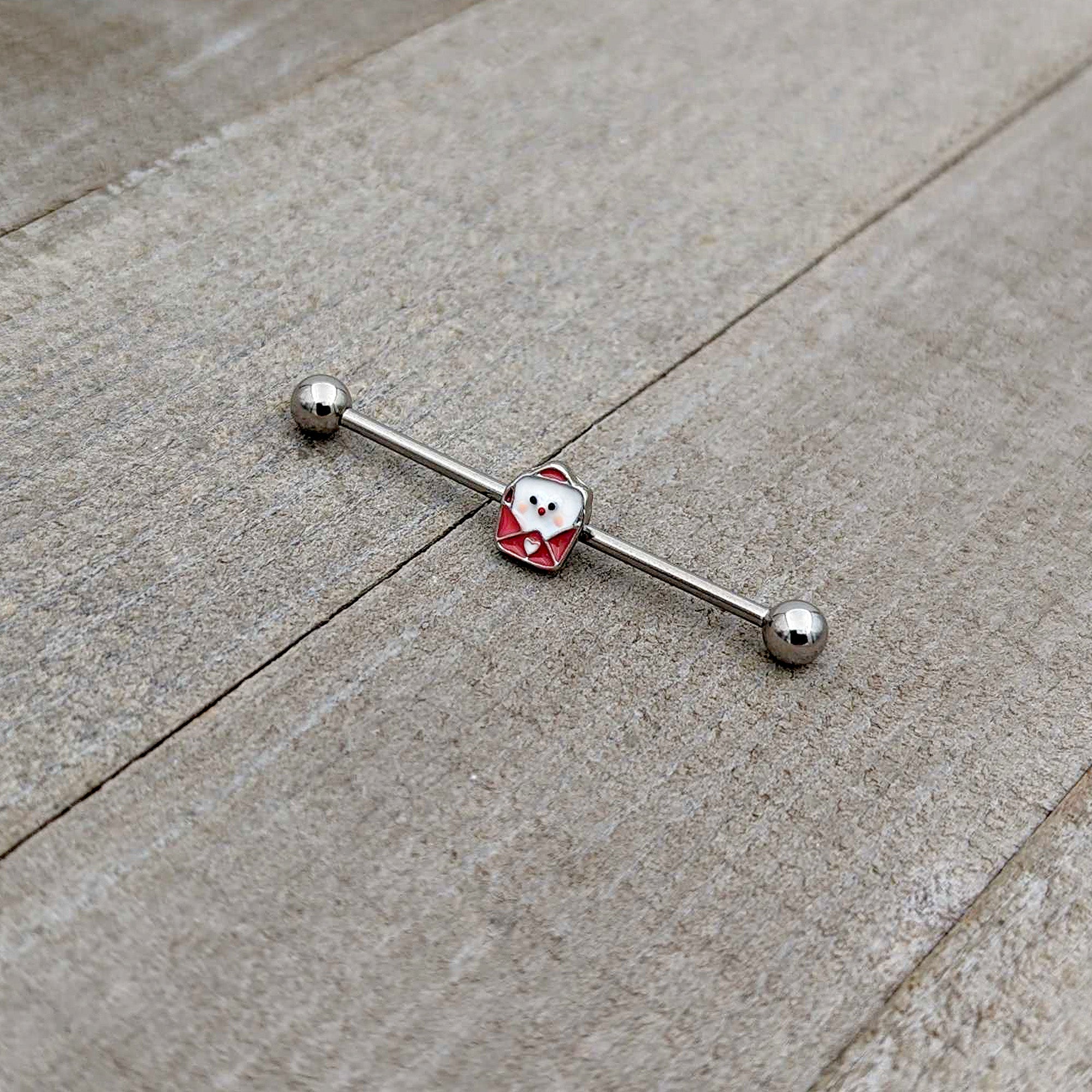 BodyCandy 14G Sweet Love Letter Valentine Industrial Barbell 38mm — alternative angle