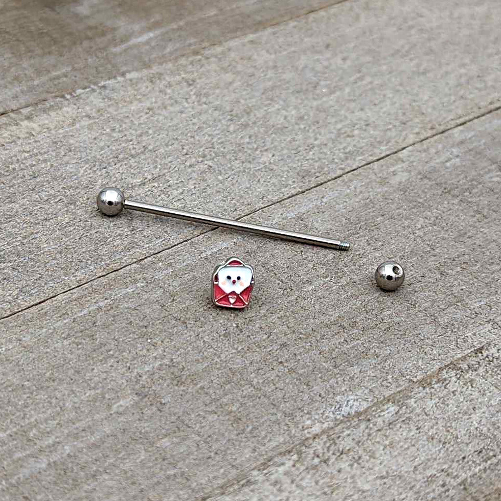 BodyCandy 14G Sweet Love Letter Valentine Industrial Barbell 38mm — in-use photo
