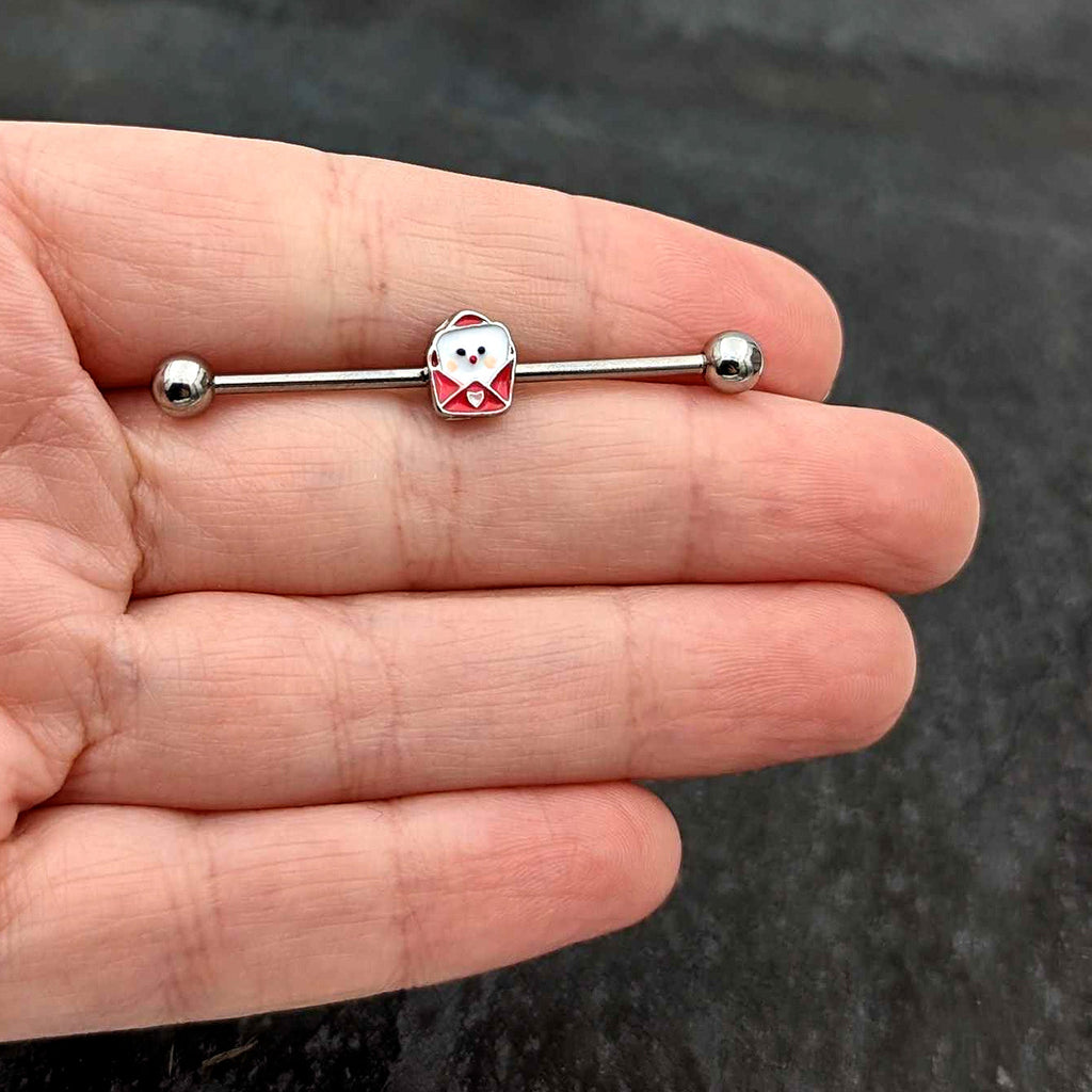 BodyCandy 14G Sweet Love Letter Valentine Industrial Barbell 38mm — size reference