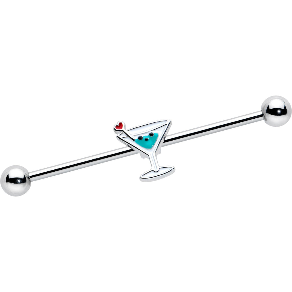 BodyCandy 14G Sweet Martini Glass Heart Industrial Barbell 38mm — main product shot