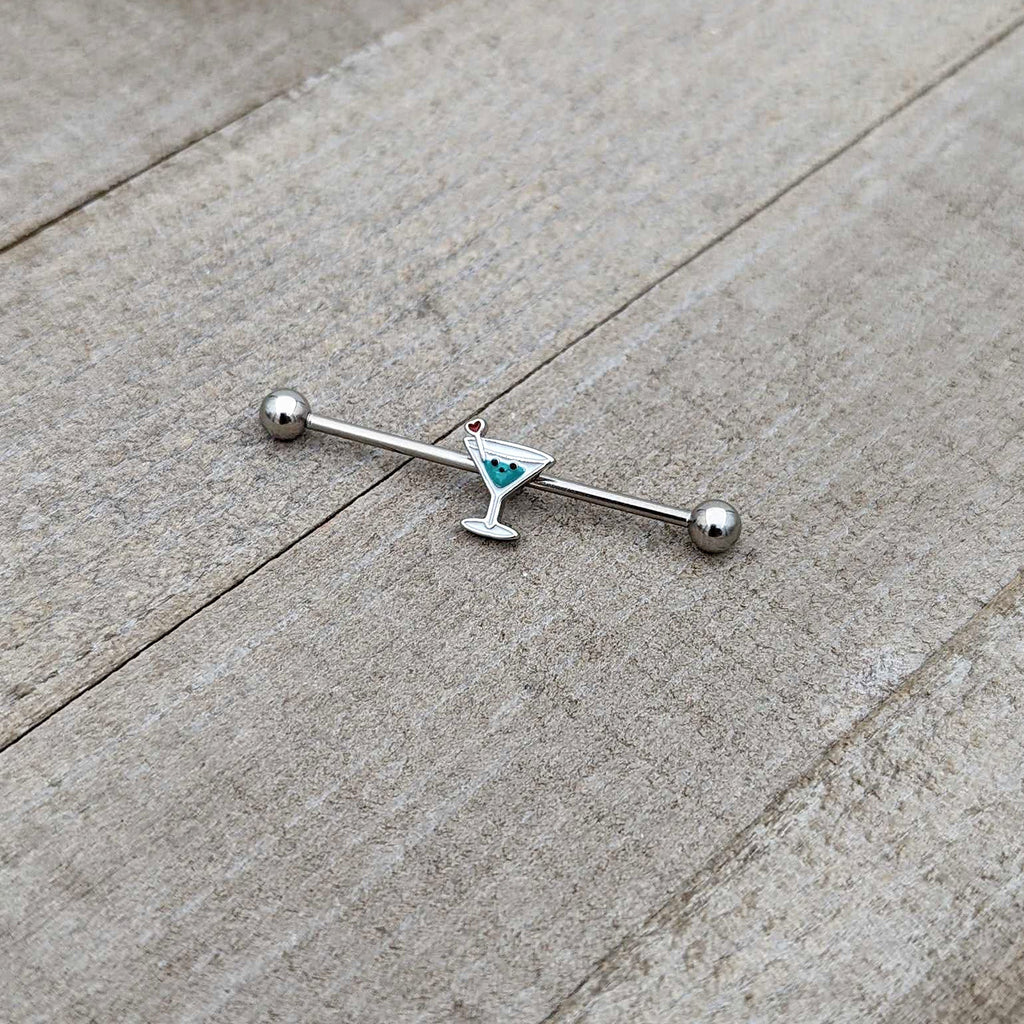 BodyCandy 14G Sweet Martini Glass Heart Industrial Barbell 38mm — alternative angle