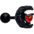 BodyCandy 16G 1/4 Red CZ Gem Black Scroll Moon Heart Cartilage Tragus Earring — main product shot