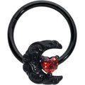 BodyCandy 16G 3/8 Red CZ Gem Black Scroll Moon Heart Hinged Segment Ring — main product shot