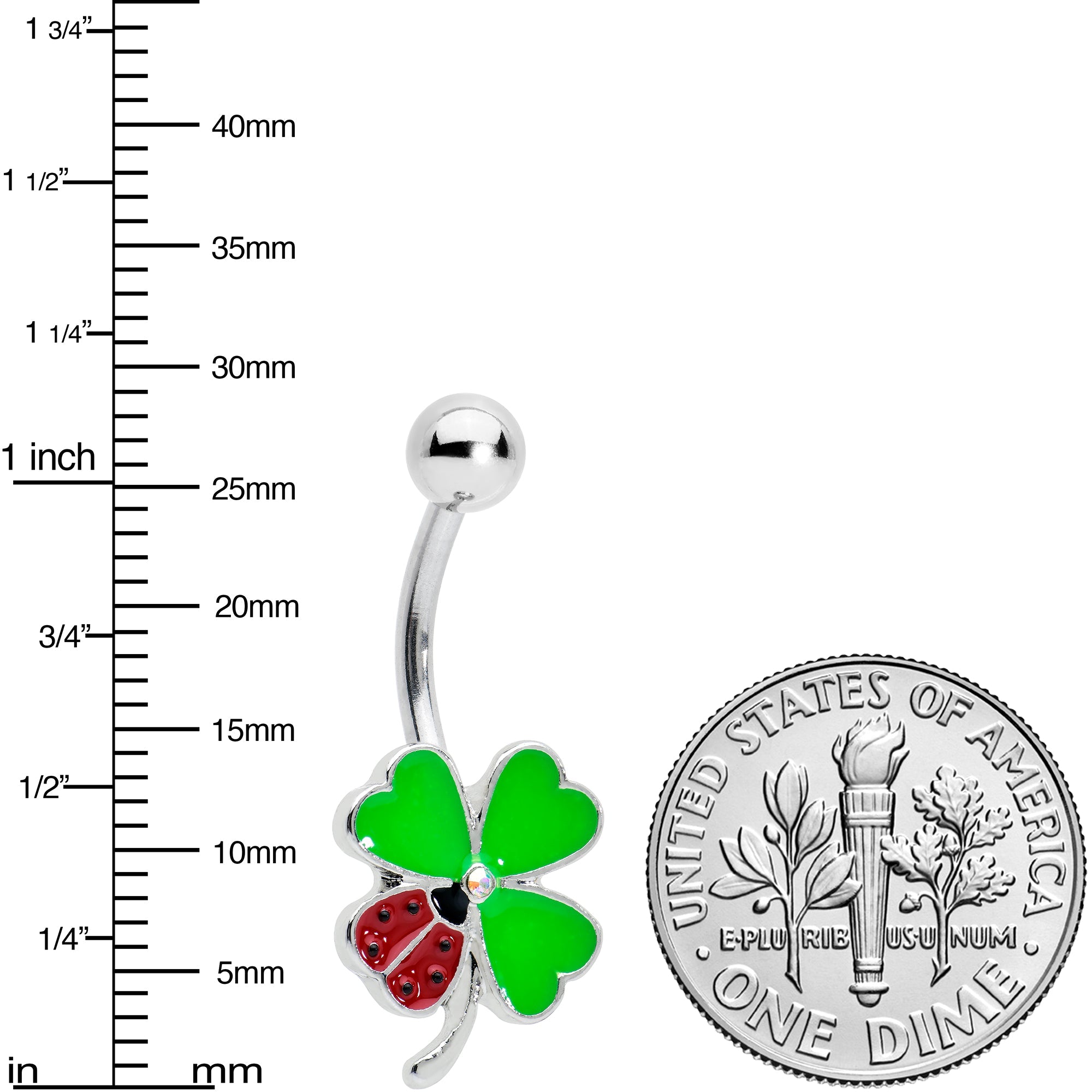 BodyCandy Ladybug Shamrock St Patricks Day Belly Ring — lifestyle context