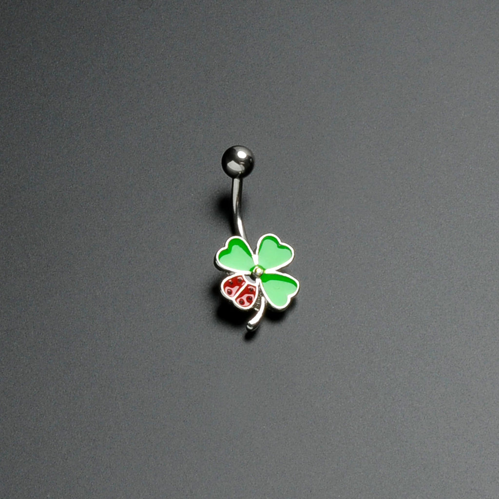 BodyCandy Ladybug Shamrock St Patricks Day Belly Ring — back view