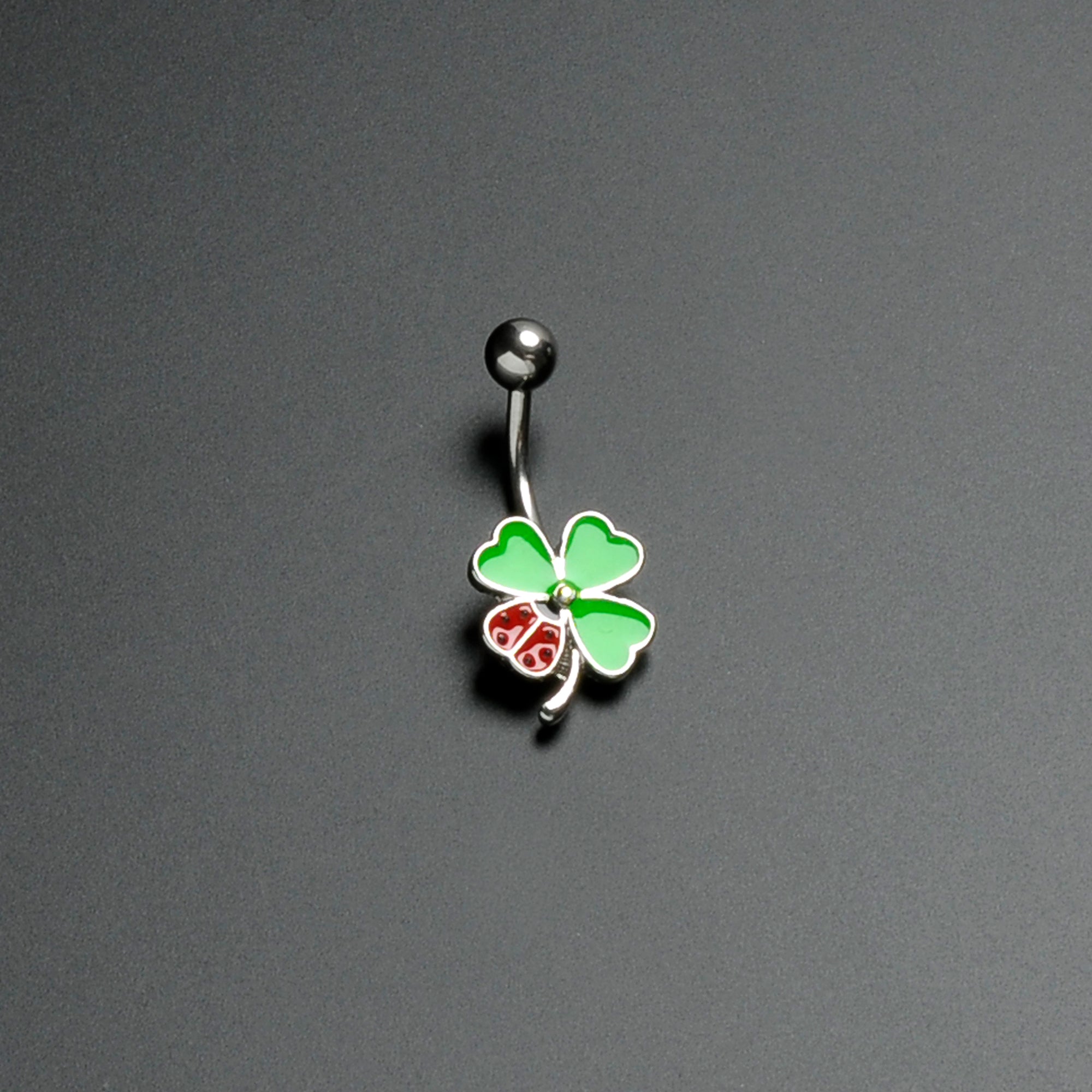 BodyCandy Ladybug Shamrock St Patricks Day Belly Ring — back view