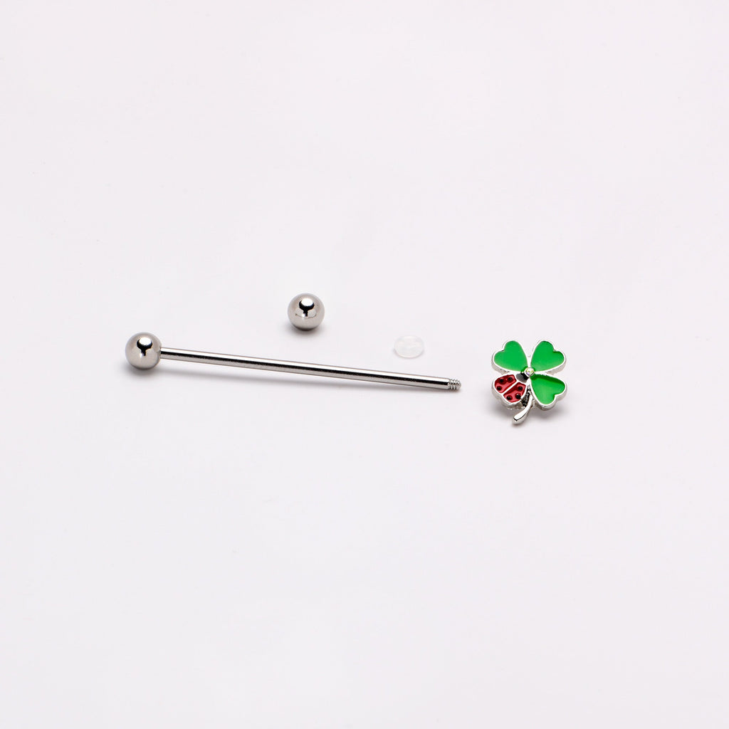 BodyCandy 14G Ladybug Shamrock St Patricks Day Industrial Barbell 38mm — alternative angle