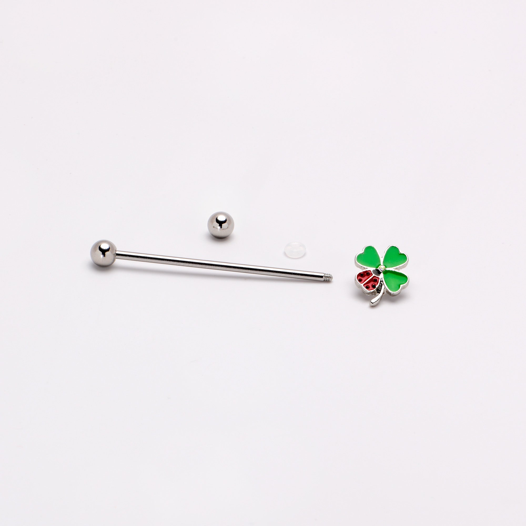 BodyCandy 14G Ladybug Shamrock St Patricks Day Industrial Barbell 38mm — alternative angle