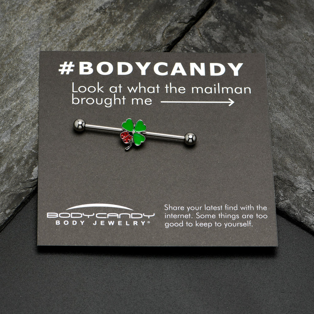 BodyCandy 14G Ladybug Shamrock St Patricks Day Industrial Barbell 38mm — size reference