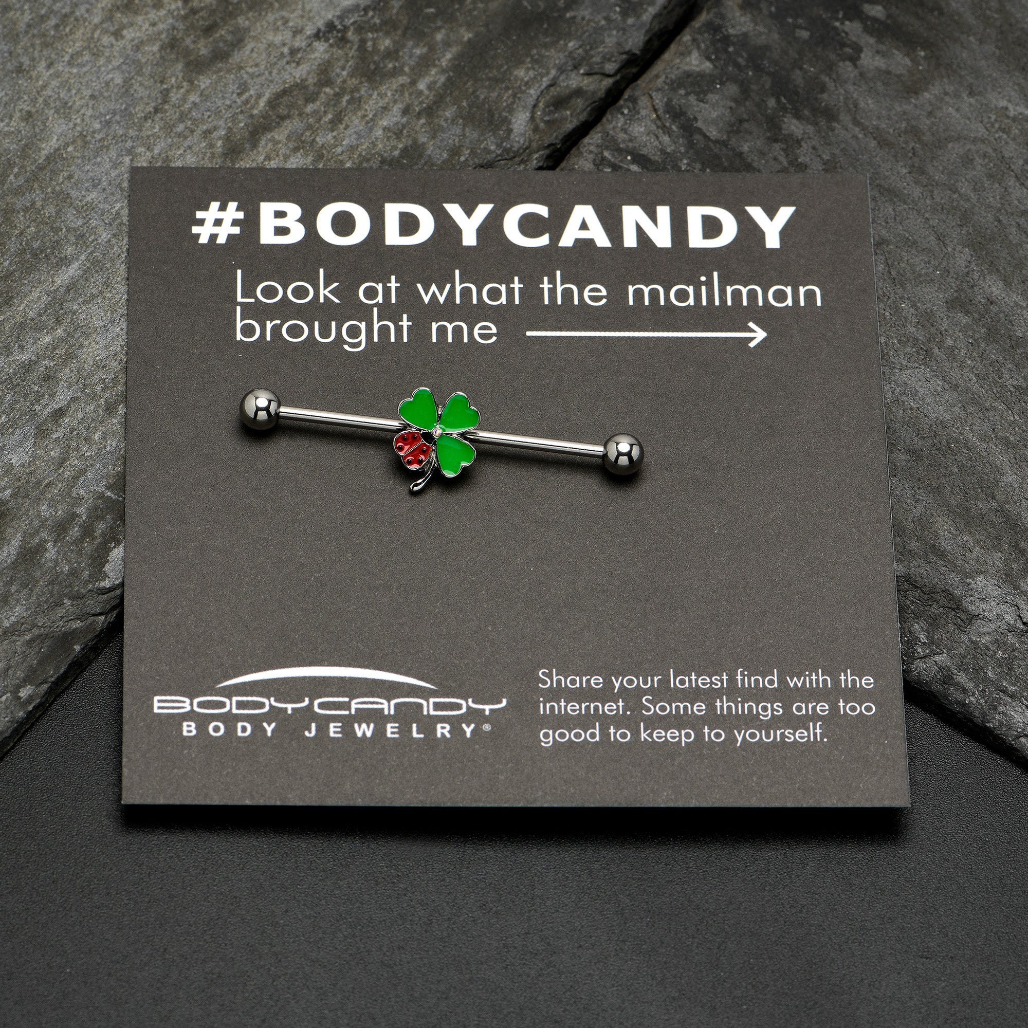 BodyCandy 14G Ladybug Shamrock St Patricks Day Industrial Barbell 38mm — size reference