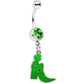 BodyCandy Green Gem Glow in Dark Leprechaun Boot St Patricks Dangle Belly Ring — main product shot