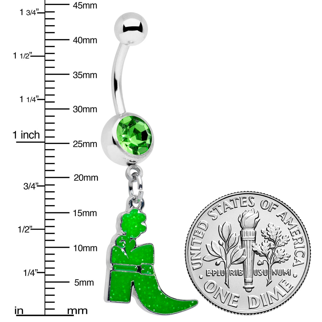 BodyCandy Green Gem Glow in Dark Leprechaun Boot St Patricks Dangle Belly Ring — lifestyle context