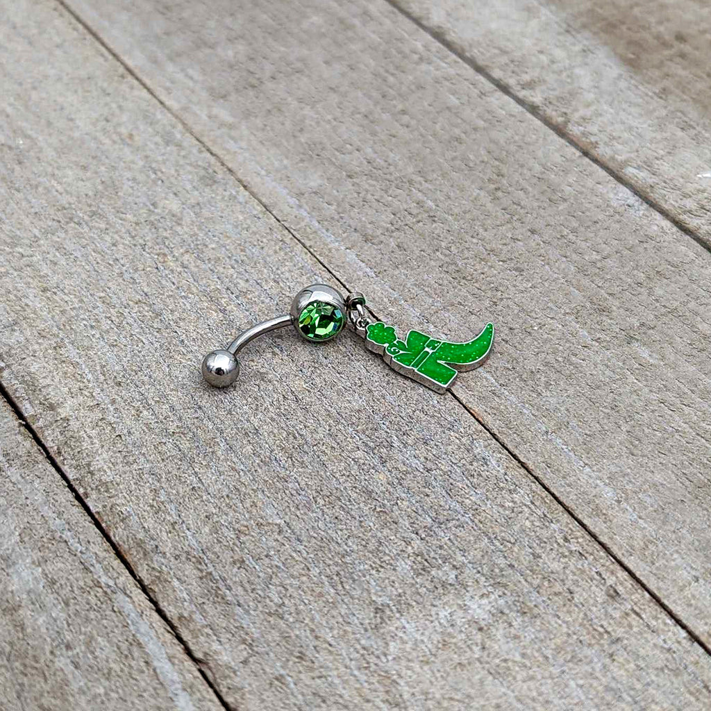 BodyCandy Green Gem Glow in Dark Leprechaun Boot St Patricks Dangle Belly Ring — alternative angle