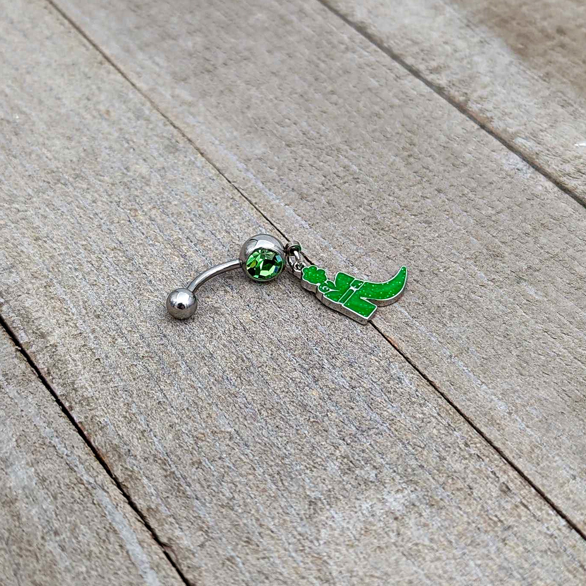 BodyCandy Green Gem Glow in Dark Leprechaun Boot St Patricks Dangle Belly Ring — alternative angle