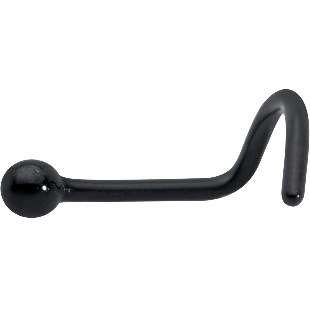 BodyCandy 20G 1/4 Black ASTM F-136 Implant Grade Titanium Ball End Left Side Nose Screw — detail close-up