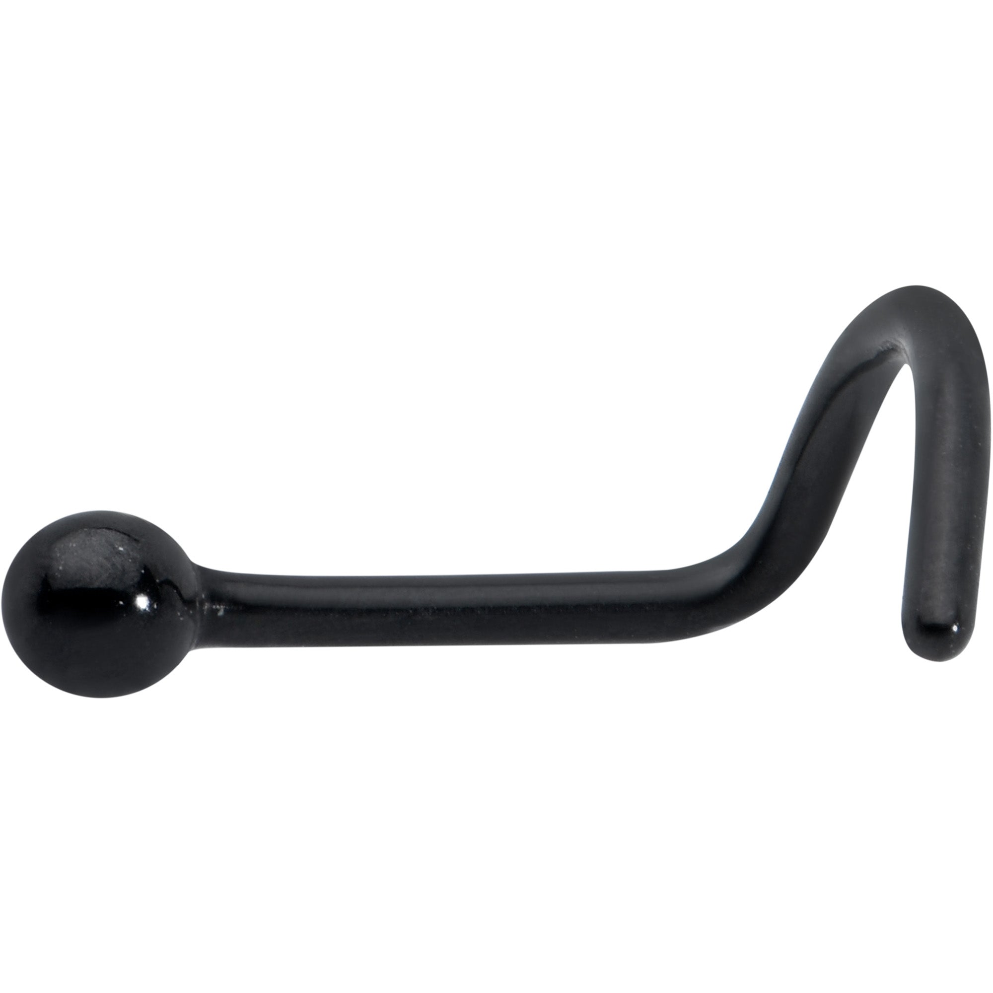 BodyCandy 20G 1/4 Black ASTM F-136 Implant Grade Titanium Ball End Left Side Nose Screw — detail close-up