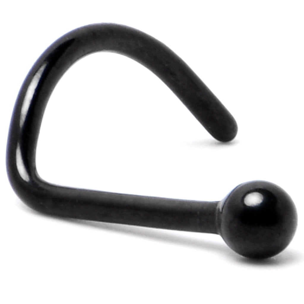 BodyCandy 20G 1/4 Black ASTM F-136 Implant Grade Titanium Ball End Left Side Nose Screw — back view