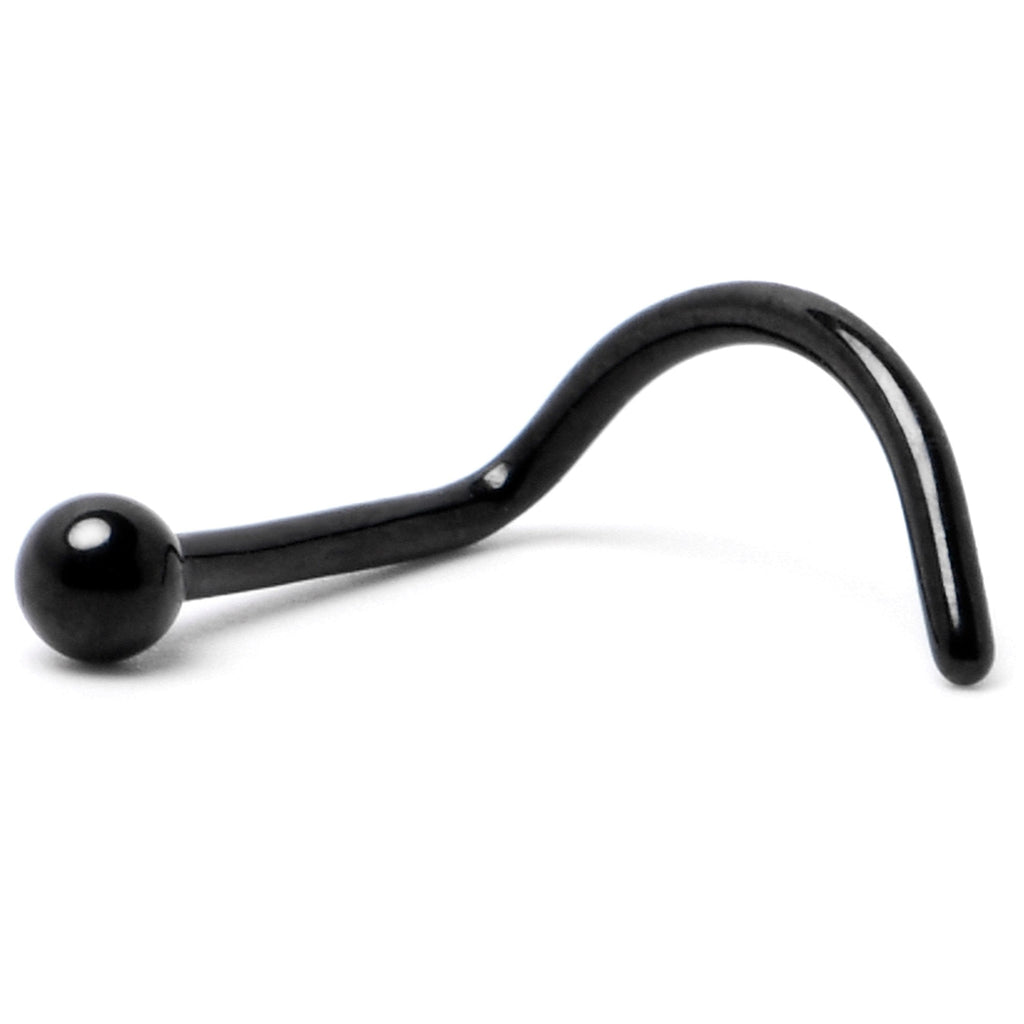 BodyCandy 20G 1/4 Black ASTM F-136 Implant Grade Titanium Ball End Left Side Nose Screw — alternative angle