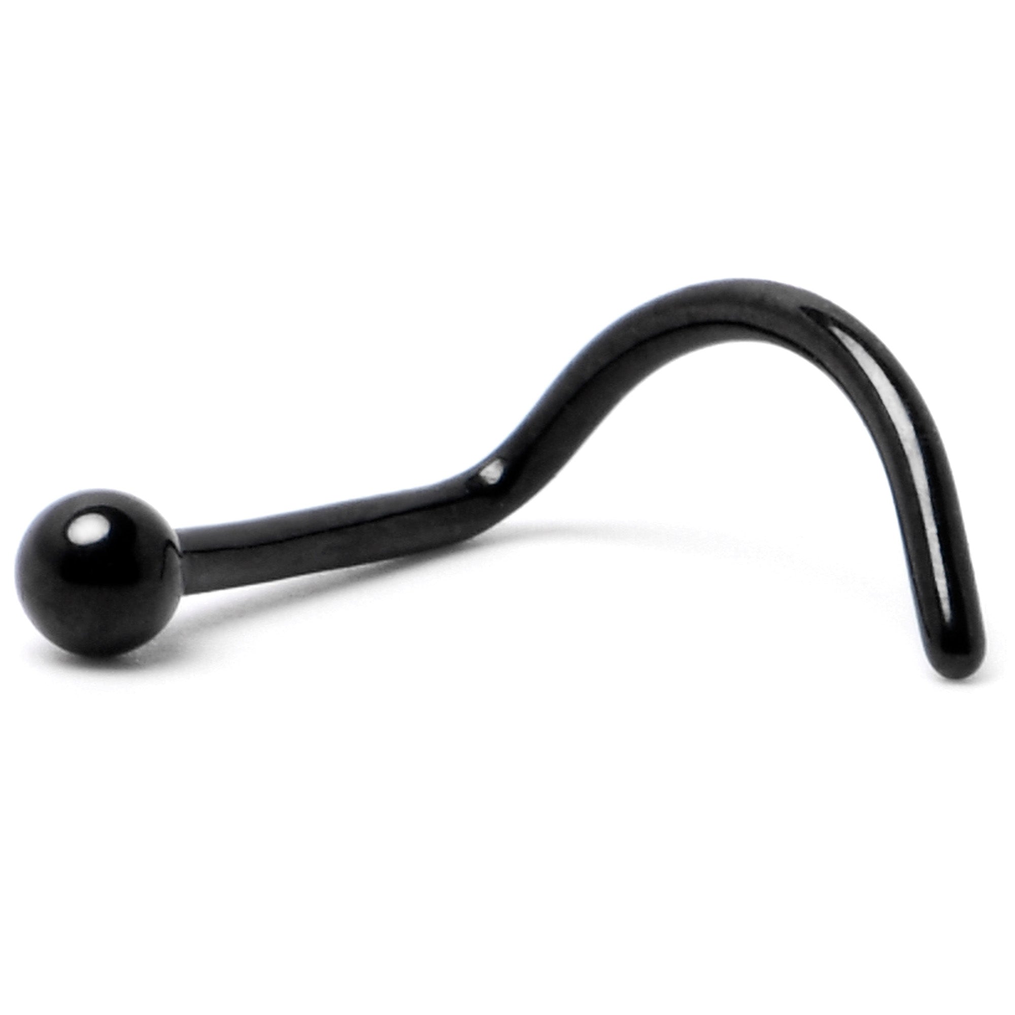 BodyCandy 20G 1/4 Black ASTM F-136 Implant Grade Titanium Ball End Left Side Nose Screw — alternative angle