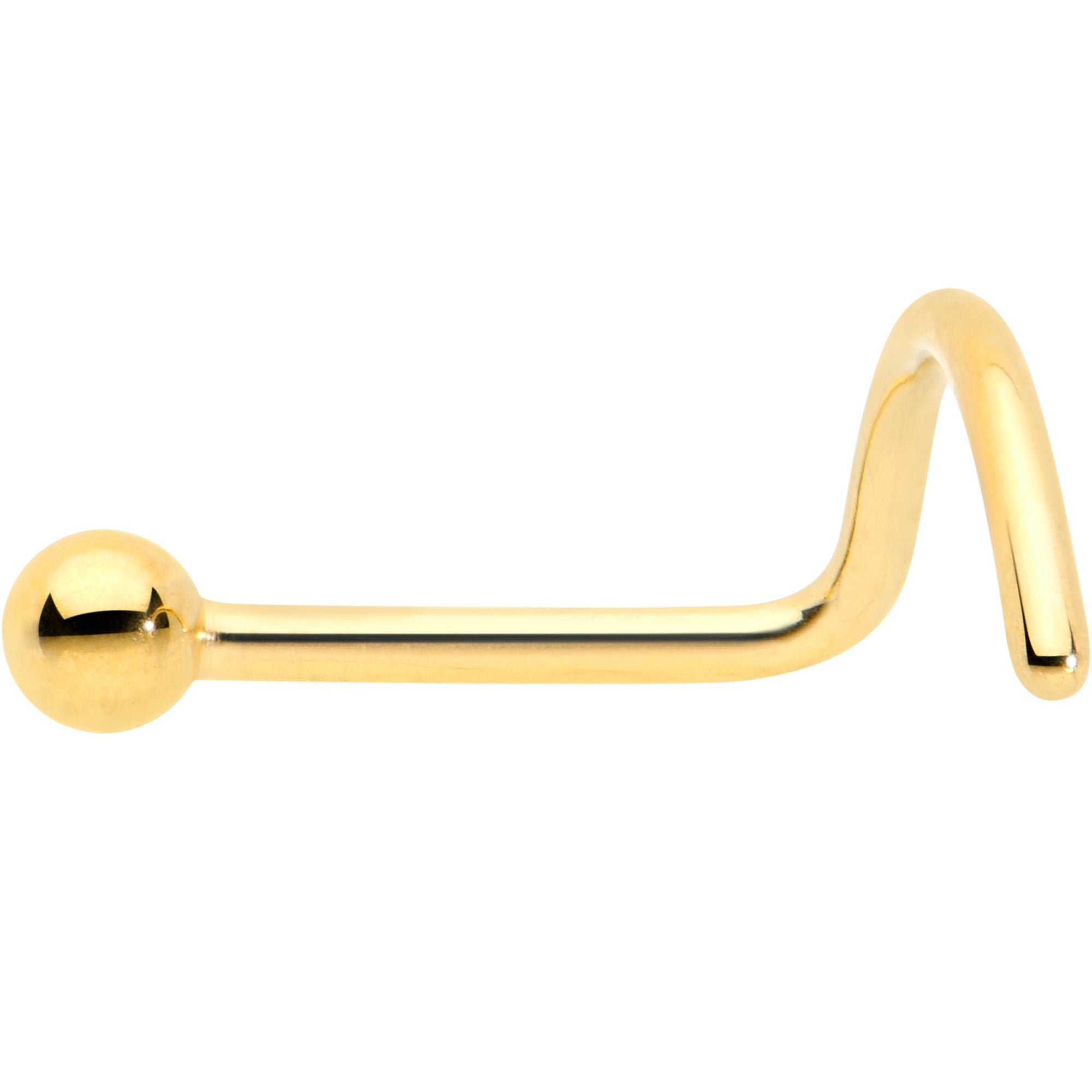 BodyCandy 20G 1/4 Gold Hue ASTM F-136 Implant Grade Titanium Ball End Left Side Nose Screw — detail close-up