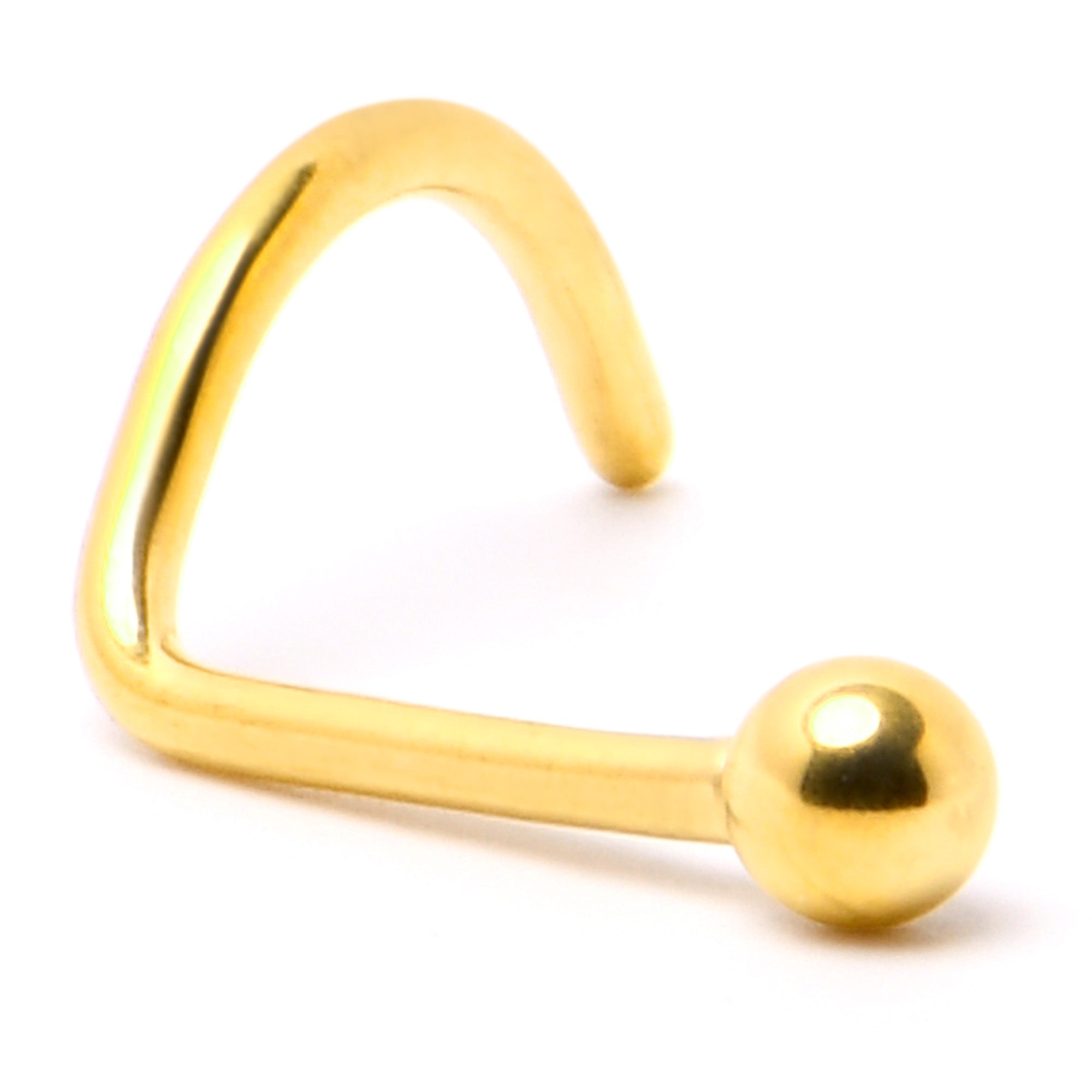 BodyCandy 20G 1/4 Gold Hue ASTM F-136 Implant Grade Titanium Ball End Left Side Nose Screw — back view