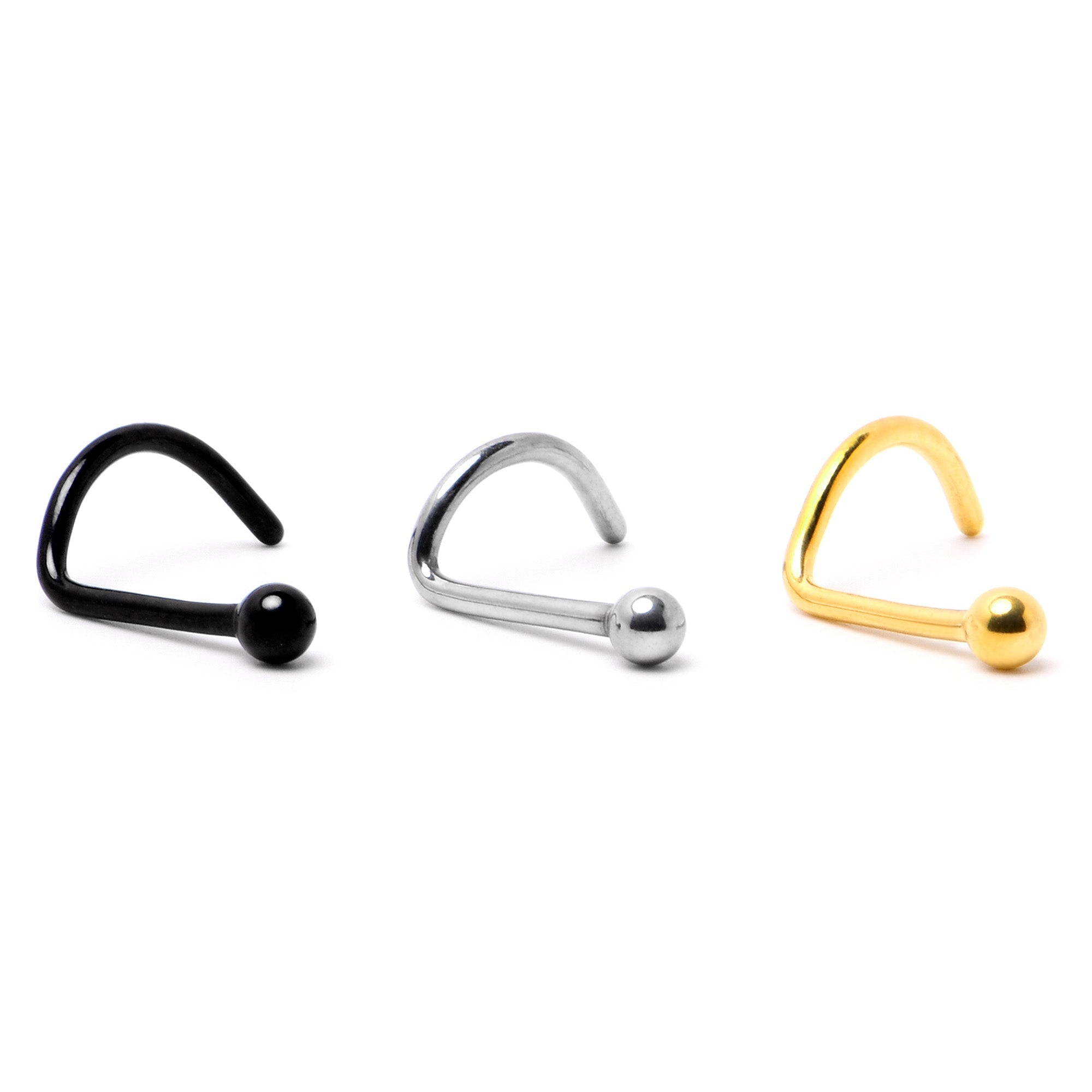 BodyCandy 20G 1/4 ASTM F-136 Implant Grade Titanium Ball End Left Side Nose Screw — size reference