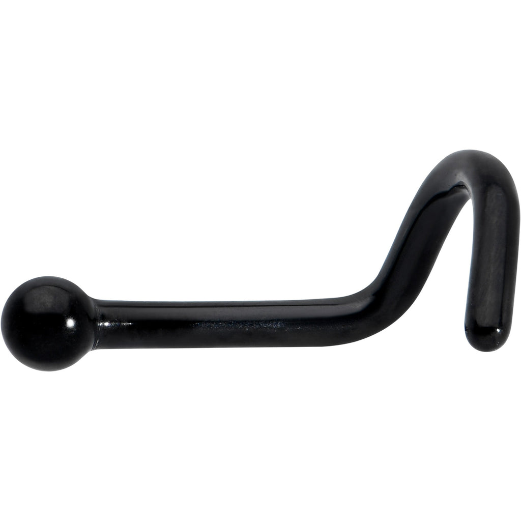 BodyCandy 18G 1/4 Black ASTM F-136 Implant Grade Titanium Ball End Left Side Nose Screw — detail close-up