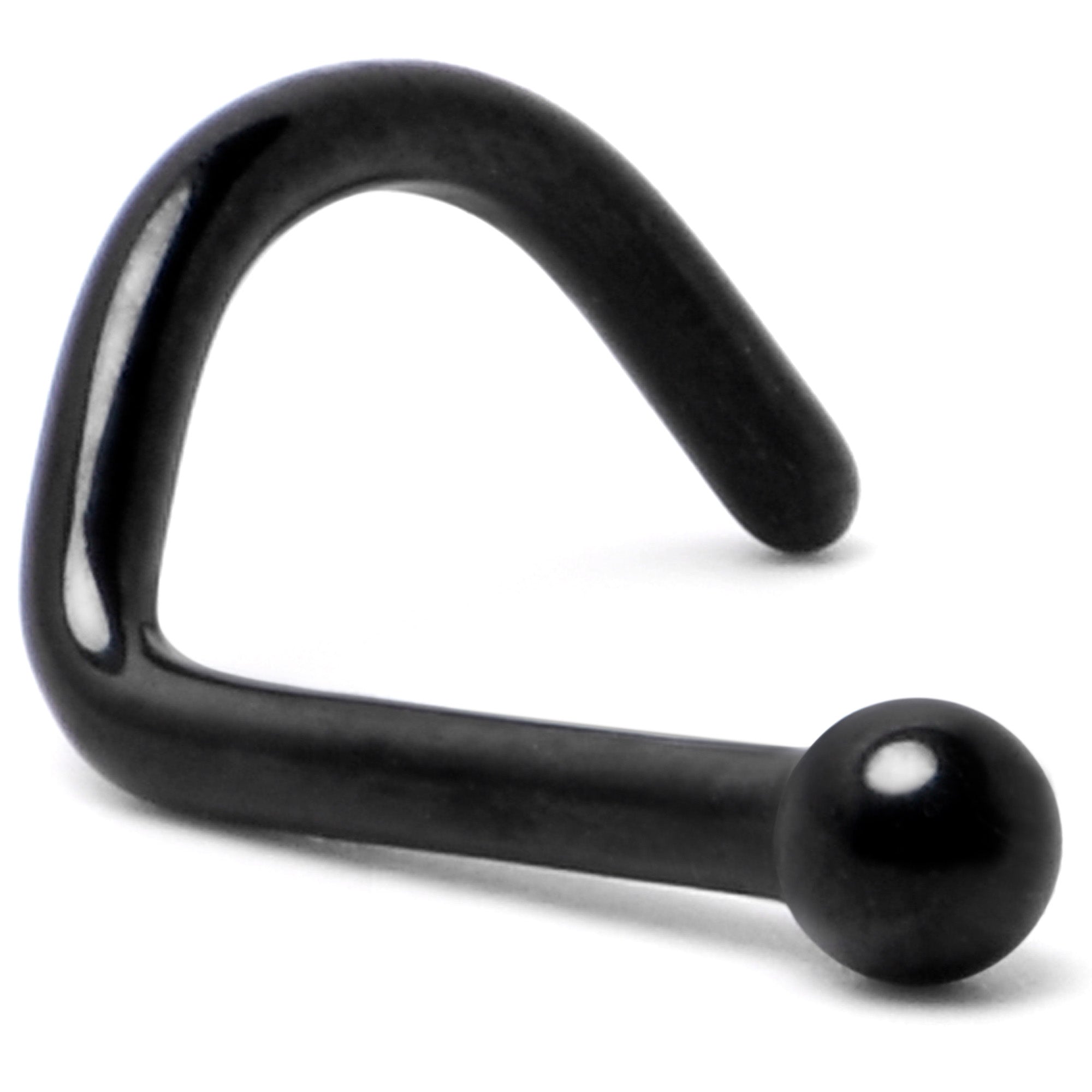 BodyCandy 18G 1/4 Black ASTM F-136 Implant Grade Titanium Ball End Left Side Nose Screw — back view