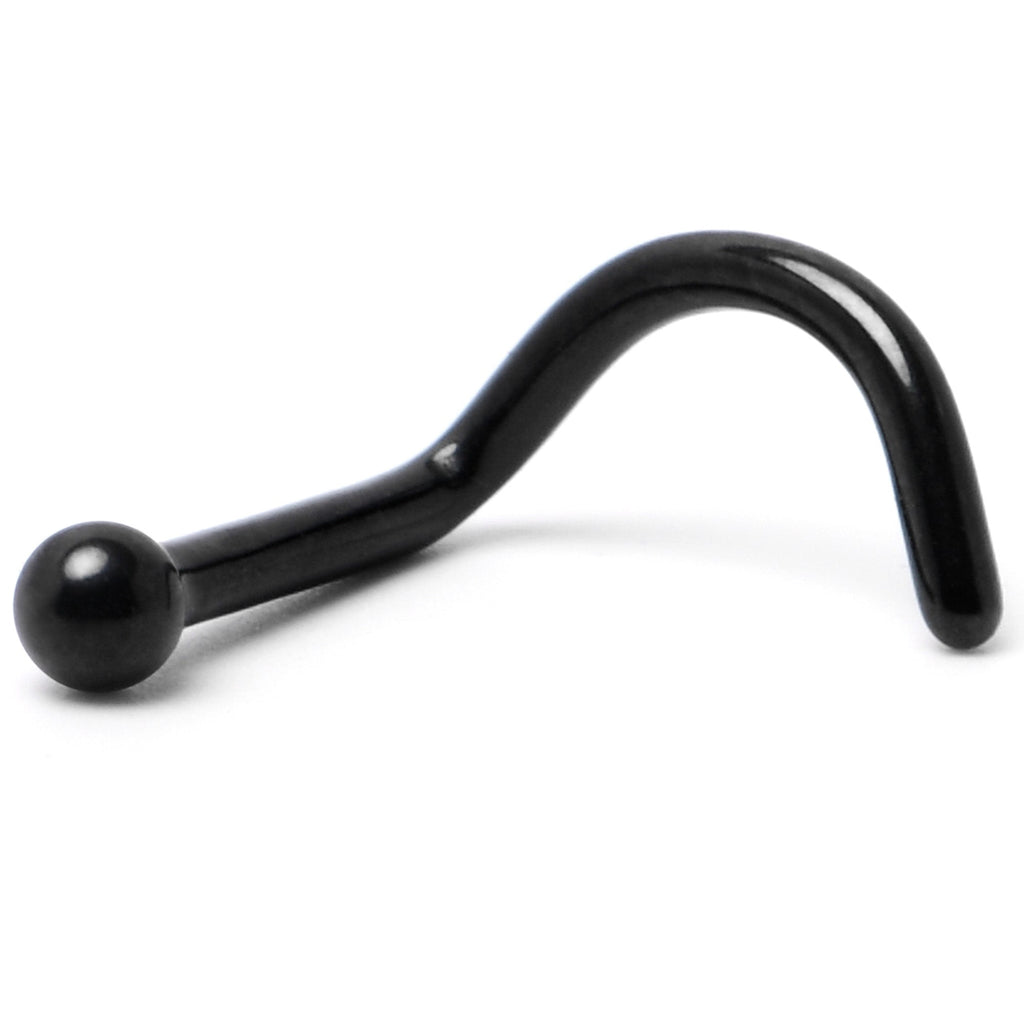 BodyCandy 18G 1/4 Black ASTM F-136 Implant Grade Titanium Ball End Left Side Nose Screw — alternative angle
