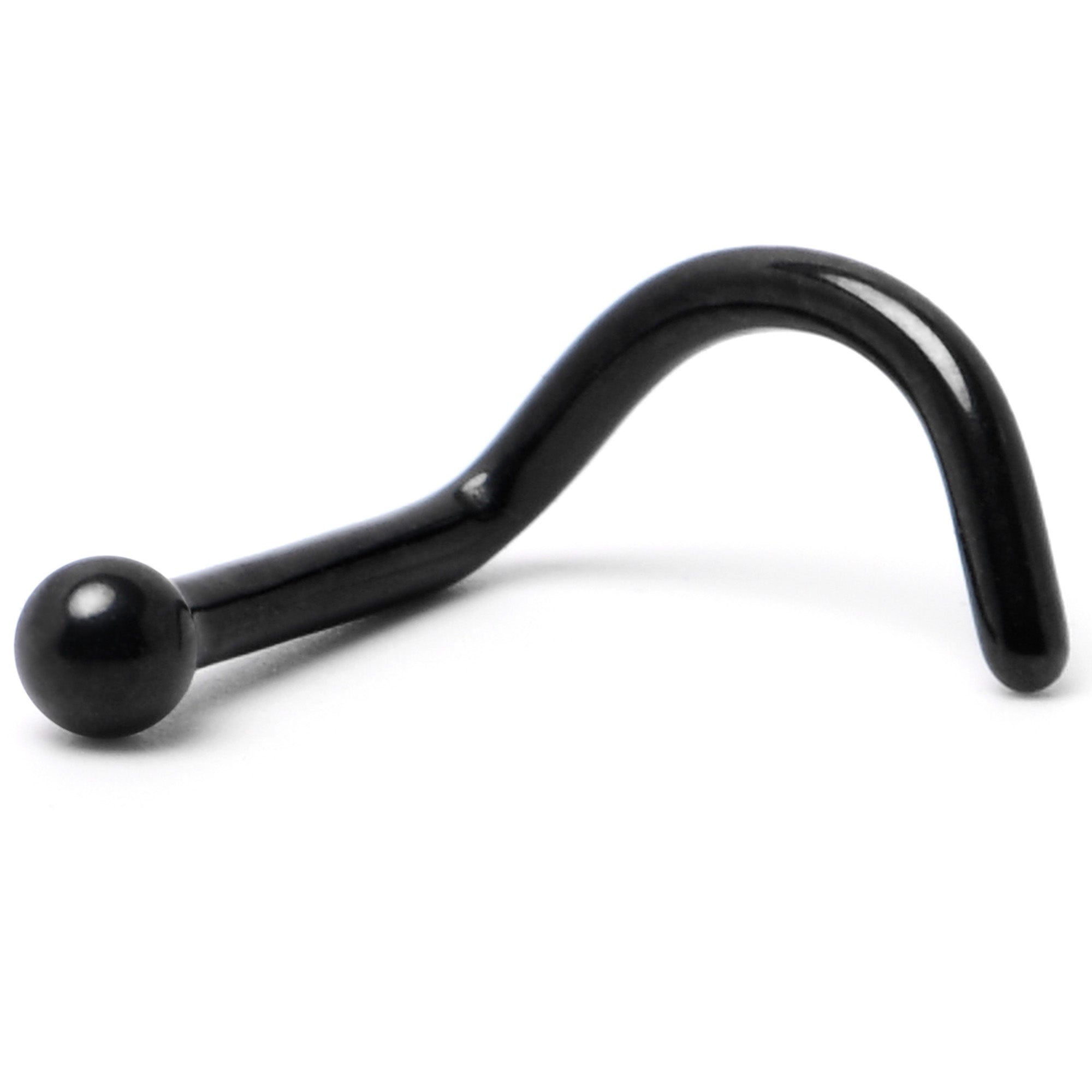 BodyCandy 18G 1/4 Black ASTM F-136 Implant Grade Titanium Ball End Left Side Nose Screw — alternative angle