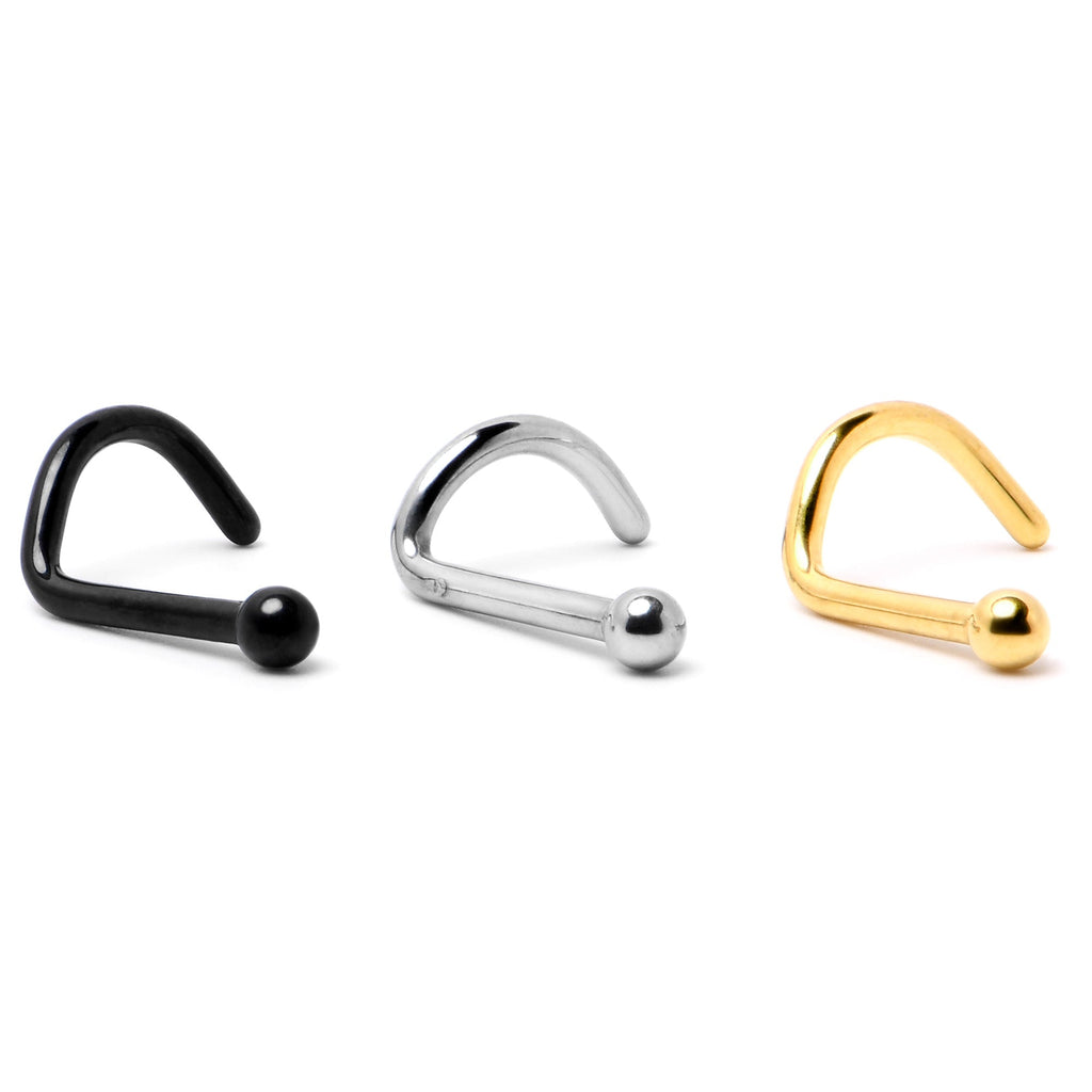 BodyCandy 18G 1/4 Black ASTM F-136 Implant Grade Titanium Ball End Left Side Nose Screw — size reference