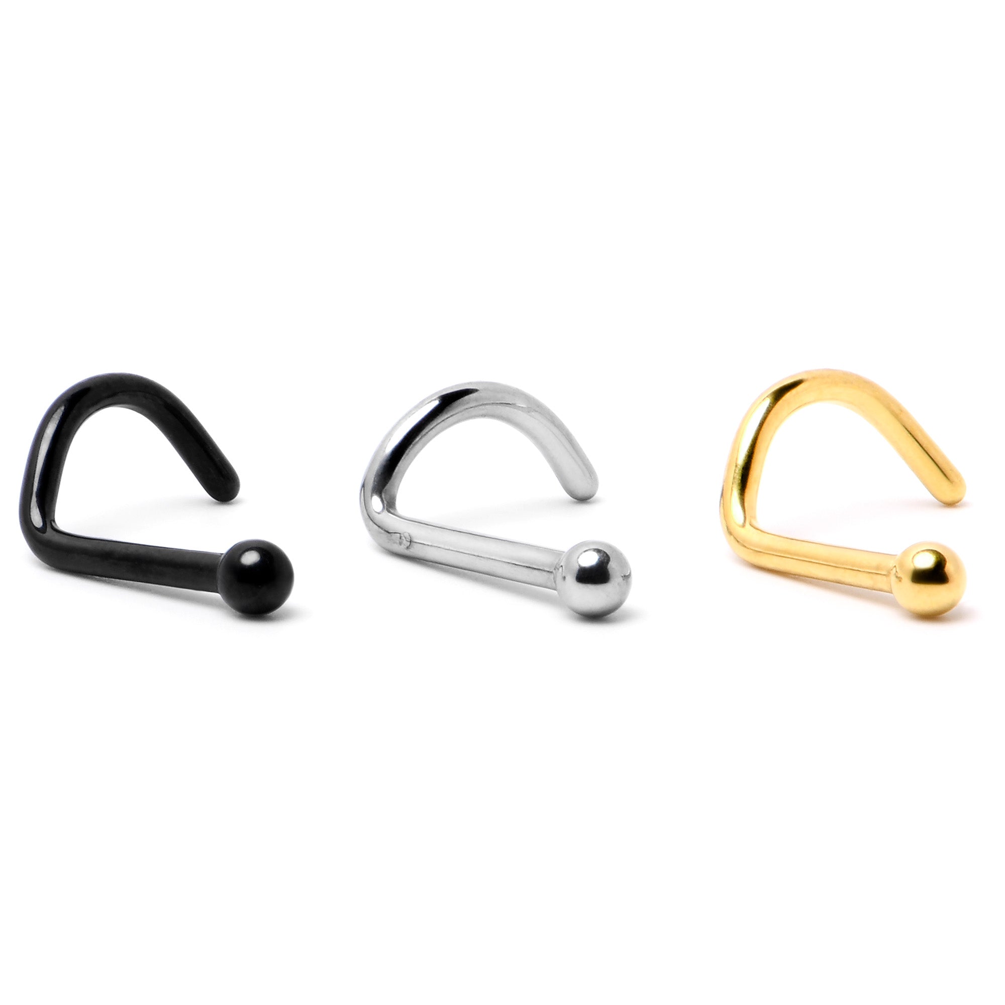 BodyCandy 18G 1/4 Black ASTM F-136 Implant Grade Titanium Ball End Left Side Nose Screw — size reference
