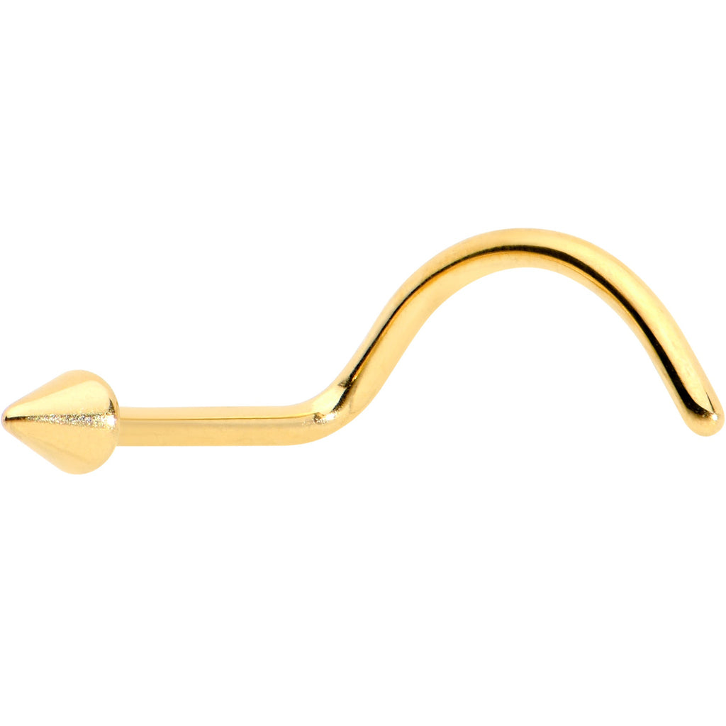 BodyCandy 20G 1/4 Gold Hue ASTM F-136 Implant Grade Titanium Cone End Left Side Nose Screw — main product shot