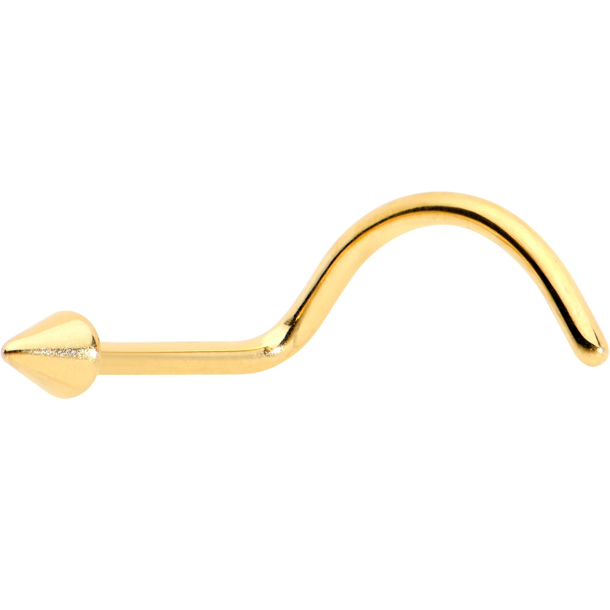 BodyCandy 20G 1/4 Gold Hue ASTM F-136 Implant Grade Titanium Cone End Left Side Nose Screw — main product shot