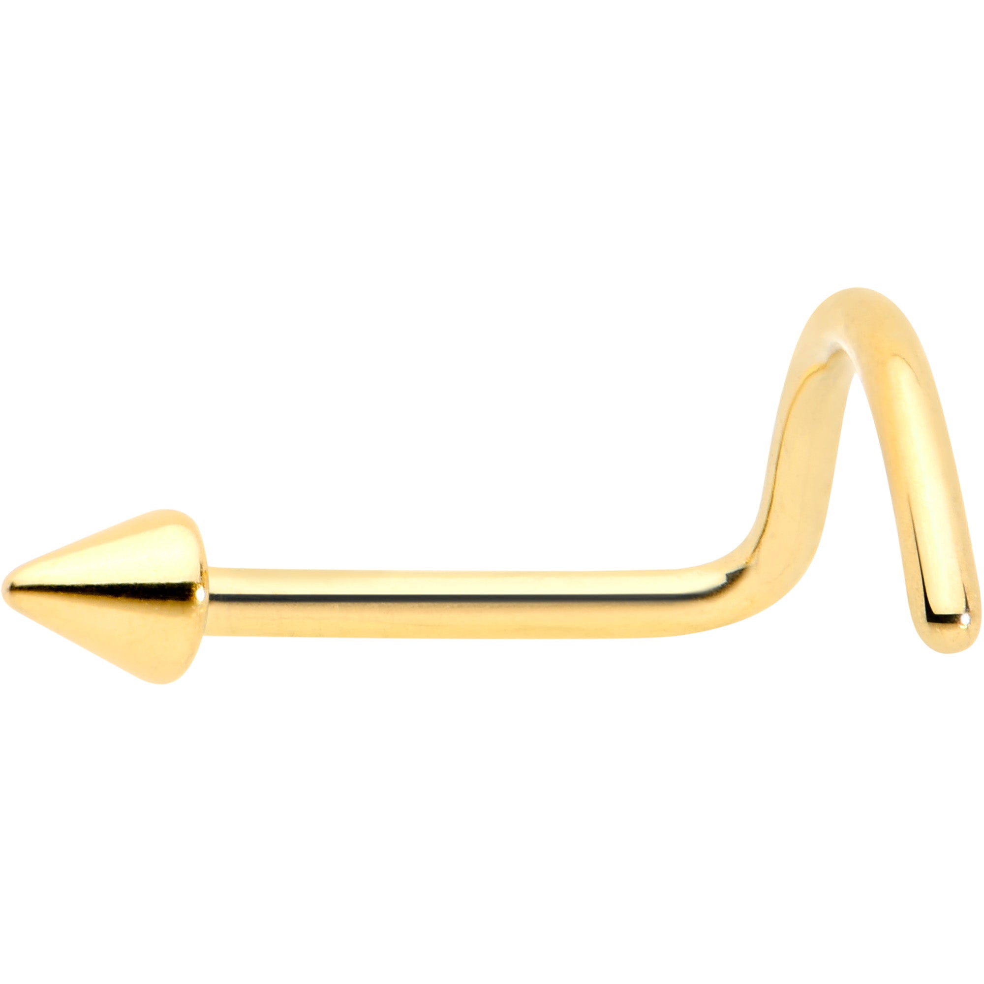 BodyCandy 20G 1/4 Gold Hue ASTM F-136 Implant Grade Titanium Cone End Left Side Nose Screw — detail close-up