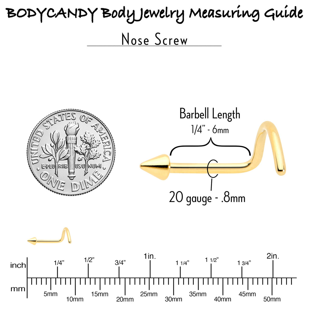 BodyCandy 20G 1/4 Gold Hue ASTM F-136 Implant Grade Titanium Cone End Left Side Nose Screw — side view