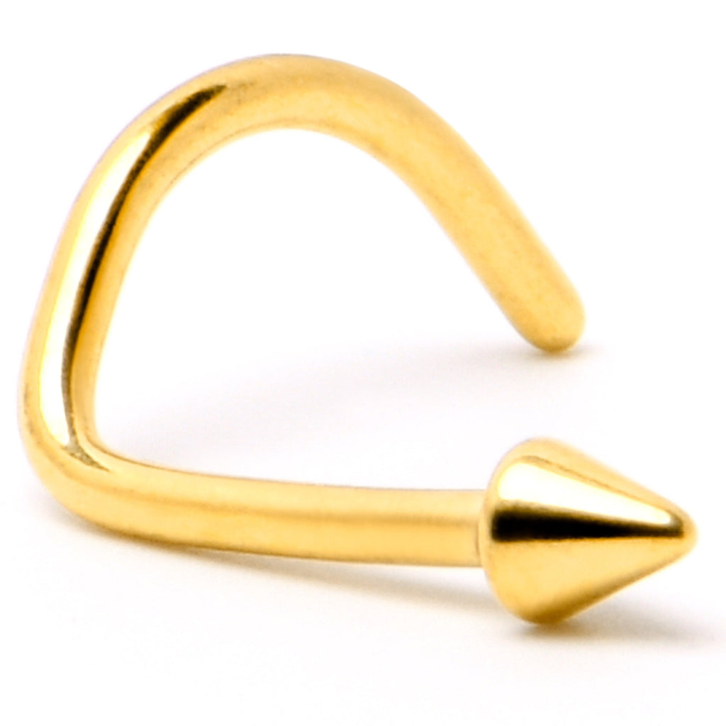 BodyCandy 20G 1/4 Gold Hue ASTM F-136 Implant Grade Titanium Cone End Left Side Nose Screw — back view
