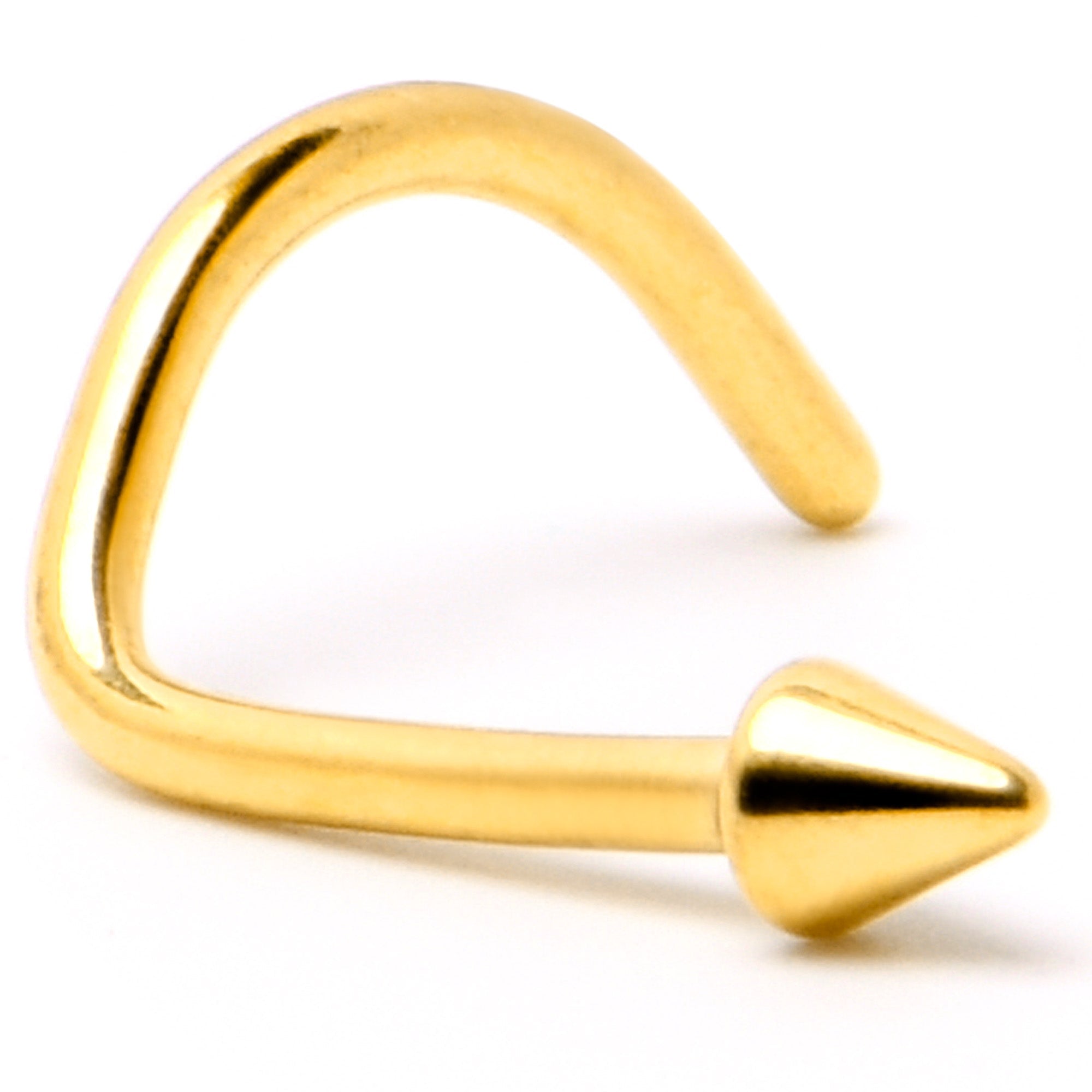 BodyCandy 20G 1/4 Gold Hue ASTM F-136 Implant Grade Titanium Cone End Left Side Nose Screw — back view