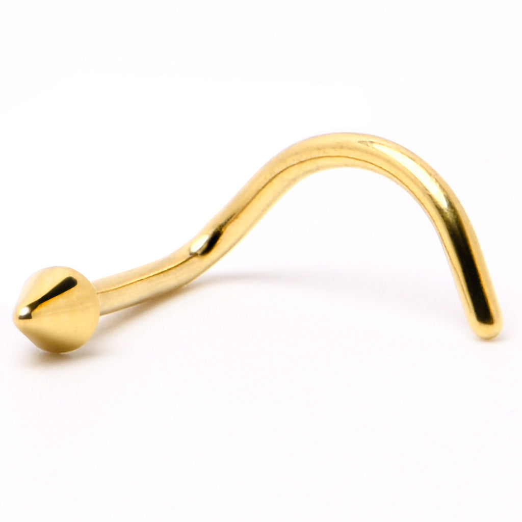 BodyCandy 20G 1/4 Gold Hue ASTM F-136 Implant Grade Titanium Cone End Left Side Nose Screw — alternative angle