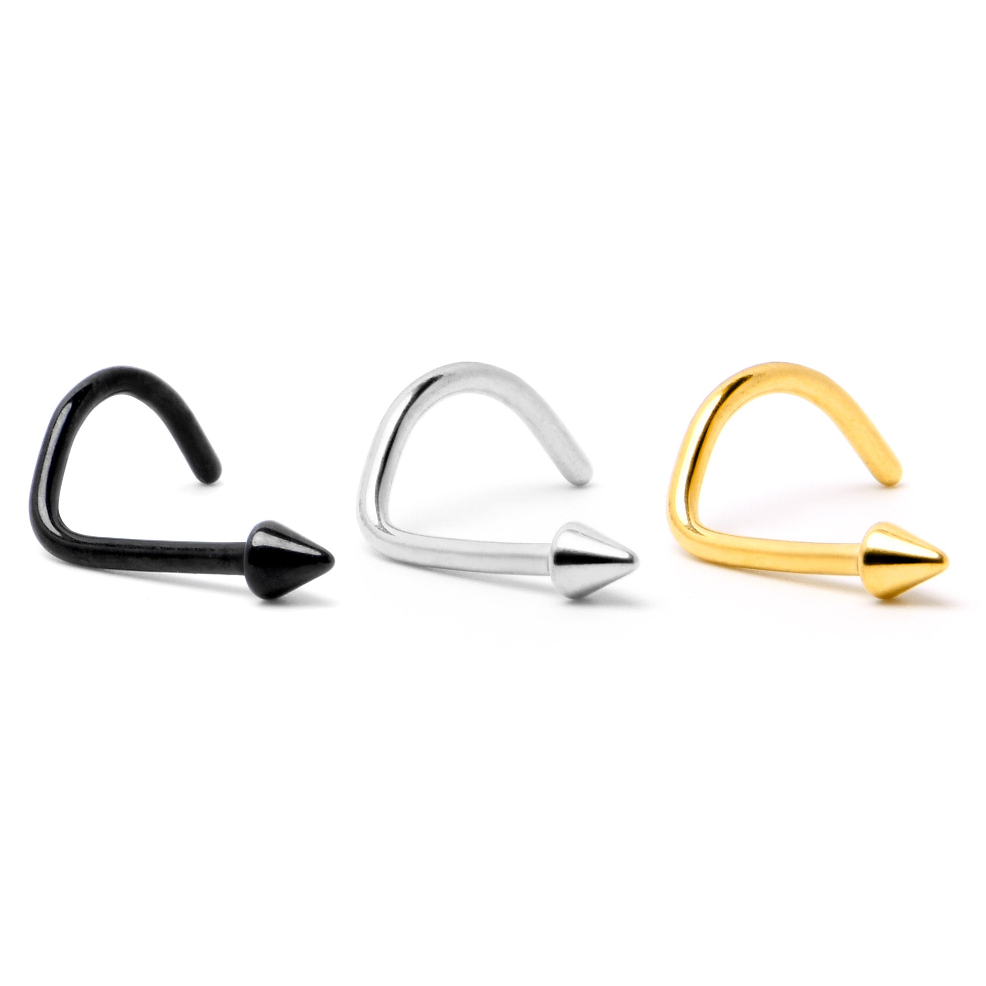 BodyCandy 20G 1/4 Gold Hue ASTM F-136 Implant Grade Titanium Cone End Left Side Nose Screw — size reference