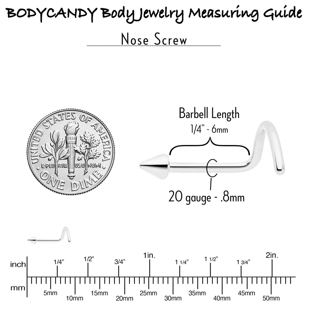 BodyCandy 20G 1/4 ASTM F-136 Implant Grade Titanium Cone End Left Side Nose Screw — side view