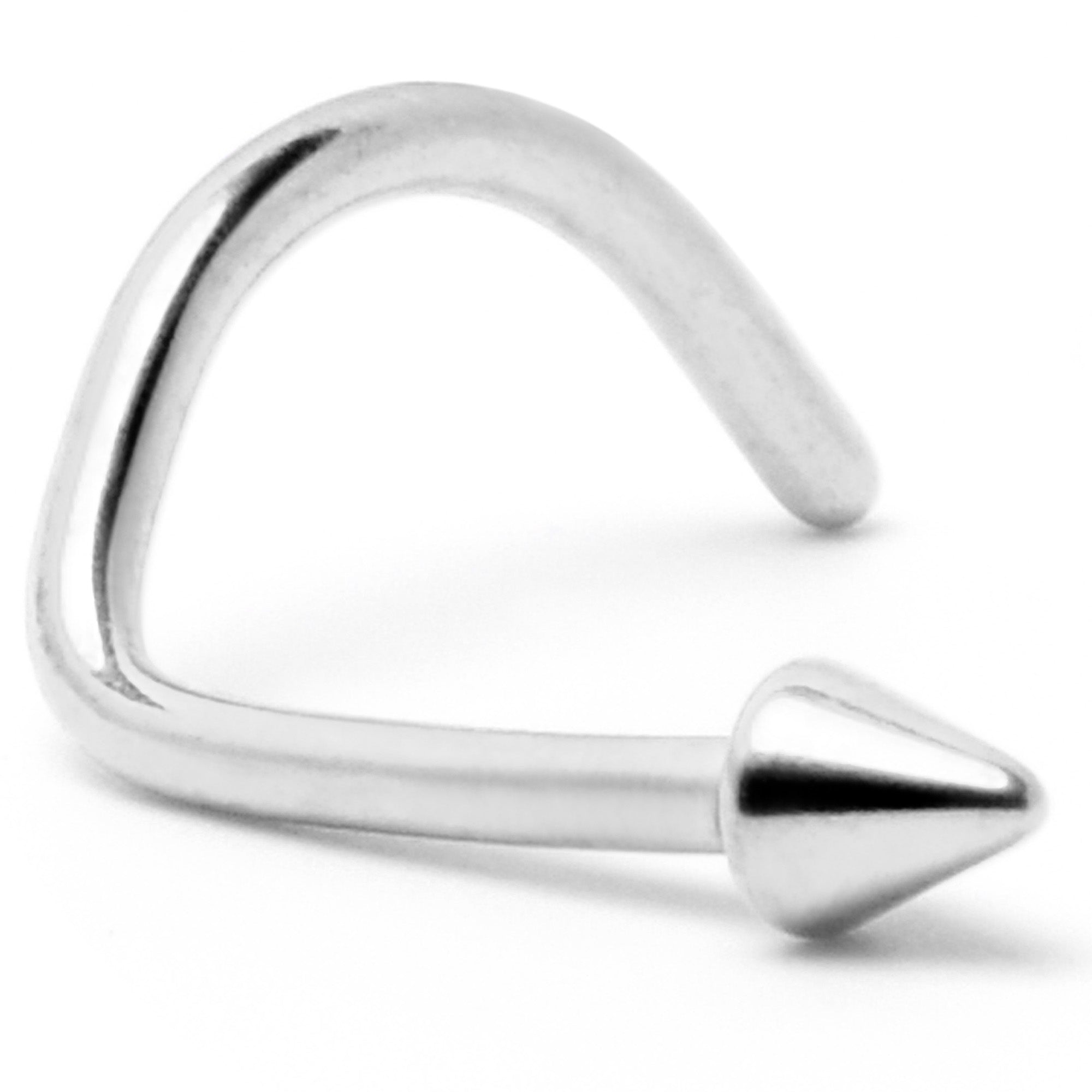 BodyCandy 20G 1/4 ASTM F-136 Implant Grade Titanium Cone End Left Side Nose Screw — back view