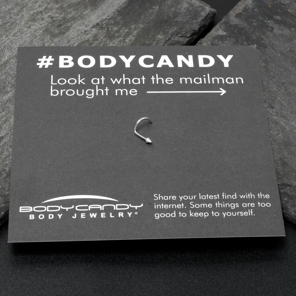 BodyCandy 20G 1/4 ASTM F-136 Implant Grade Titanium Cone End Left Side Nose Screw — in-use photo
