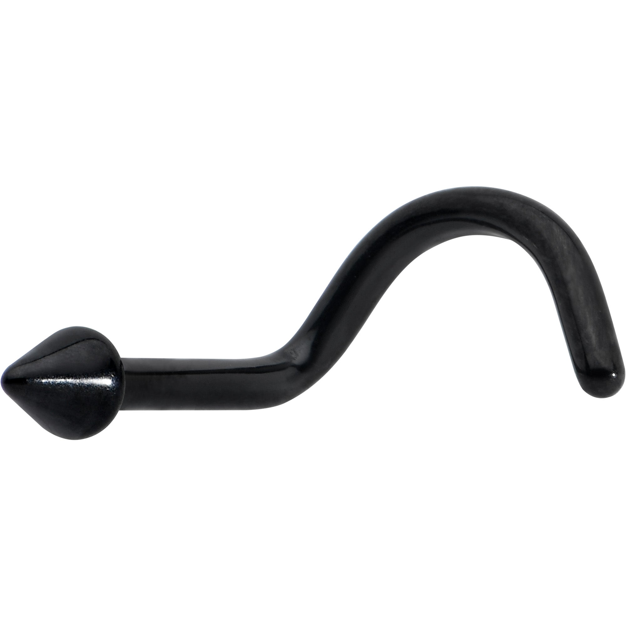BodyCandy 18G 1/4 Black ASTM F-136 Implant Grade Titanium Cone End Left Side Nose Screw — main product shot