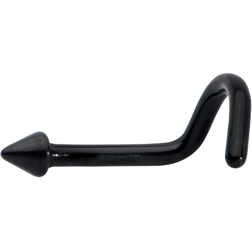 BodyCandy 18G 1/4 Black ASTM F-136 Implant Grade Titanium Cone End Left Side Nose Screw — detail close-up