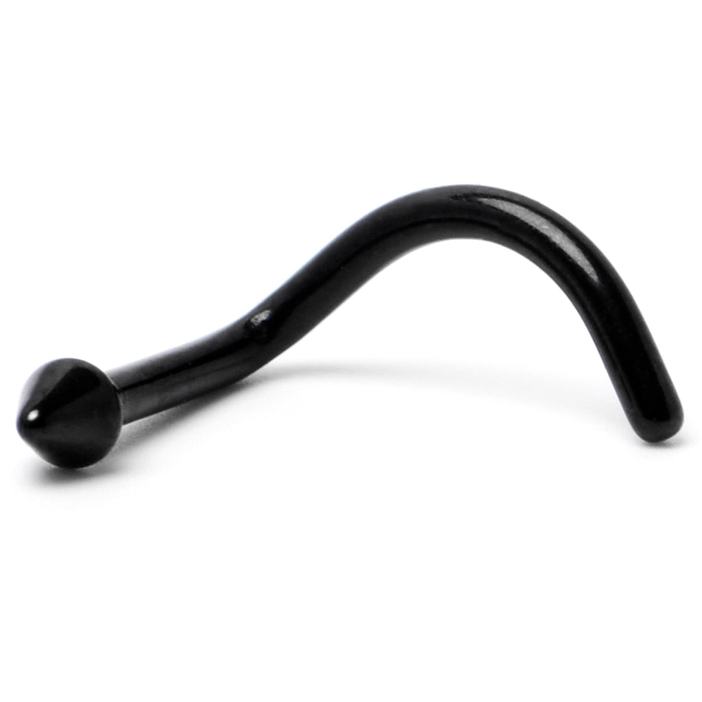 BodyCandy 18G 1/4 Black ASTM F-136 Implant Grade Titanium Cone End Left Side Nose Screw — back view