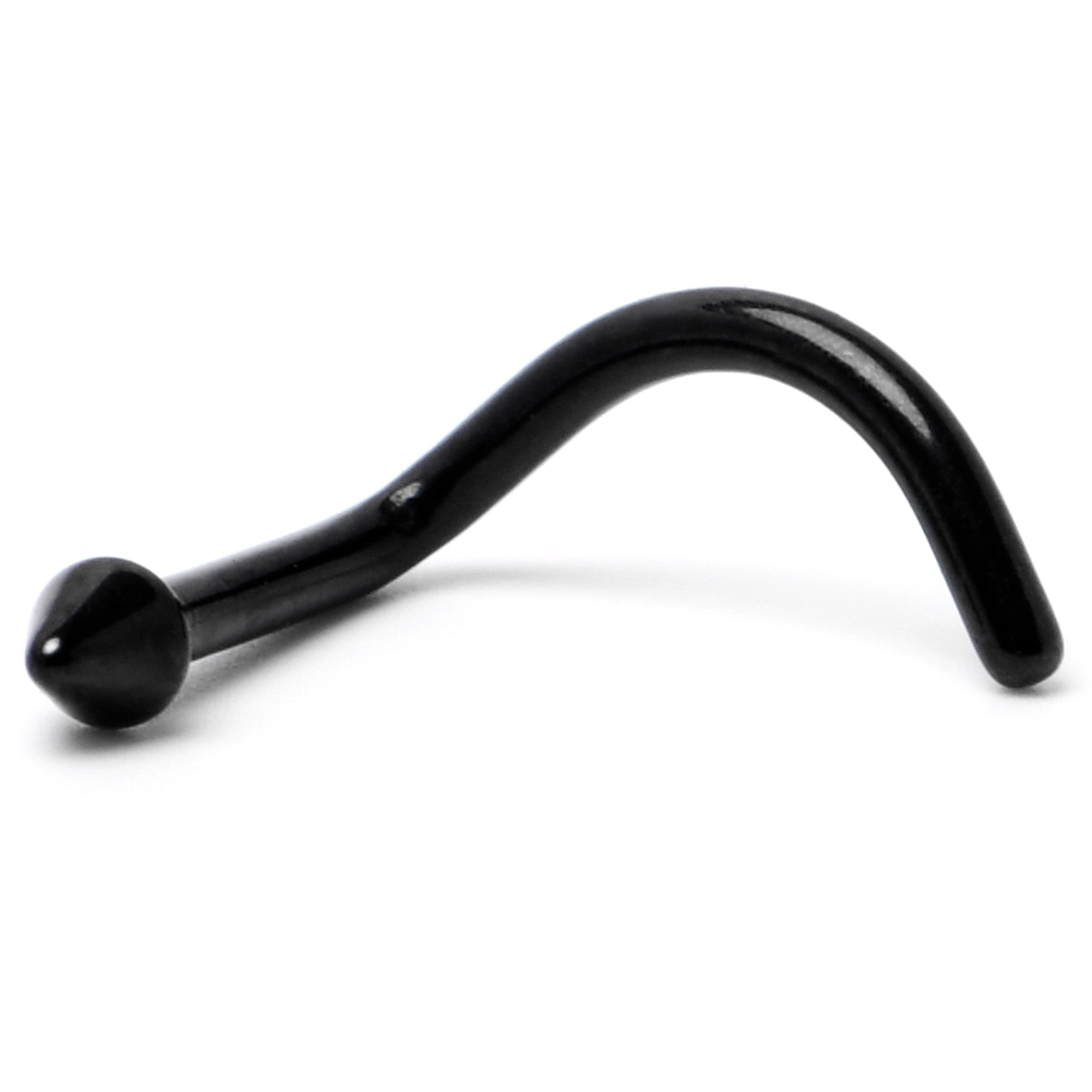 BodyCandy 18G 1/4 Black ASTM F-136 Implant Grade Titanium Cone End Left Side Nose Screw — back view