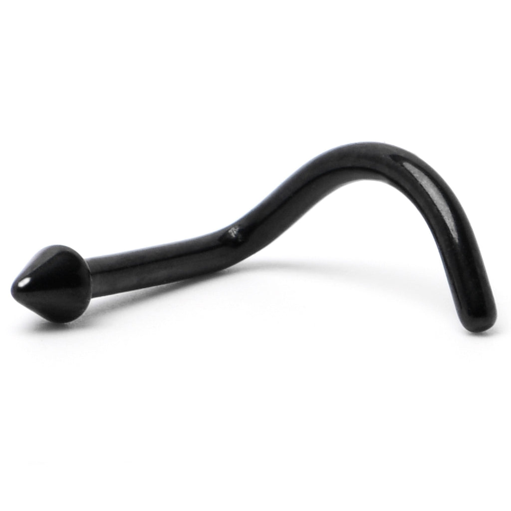 BodyCandy 18G 1/4 Black ASTM F-136 Implant Grade Titanium Cone End Left Side Nose Screw — alternative angle