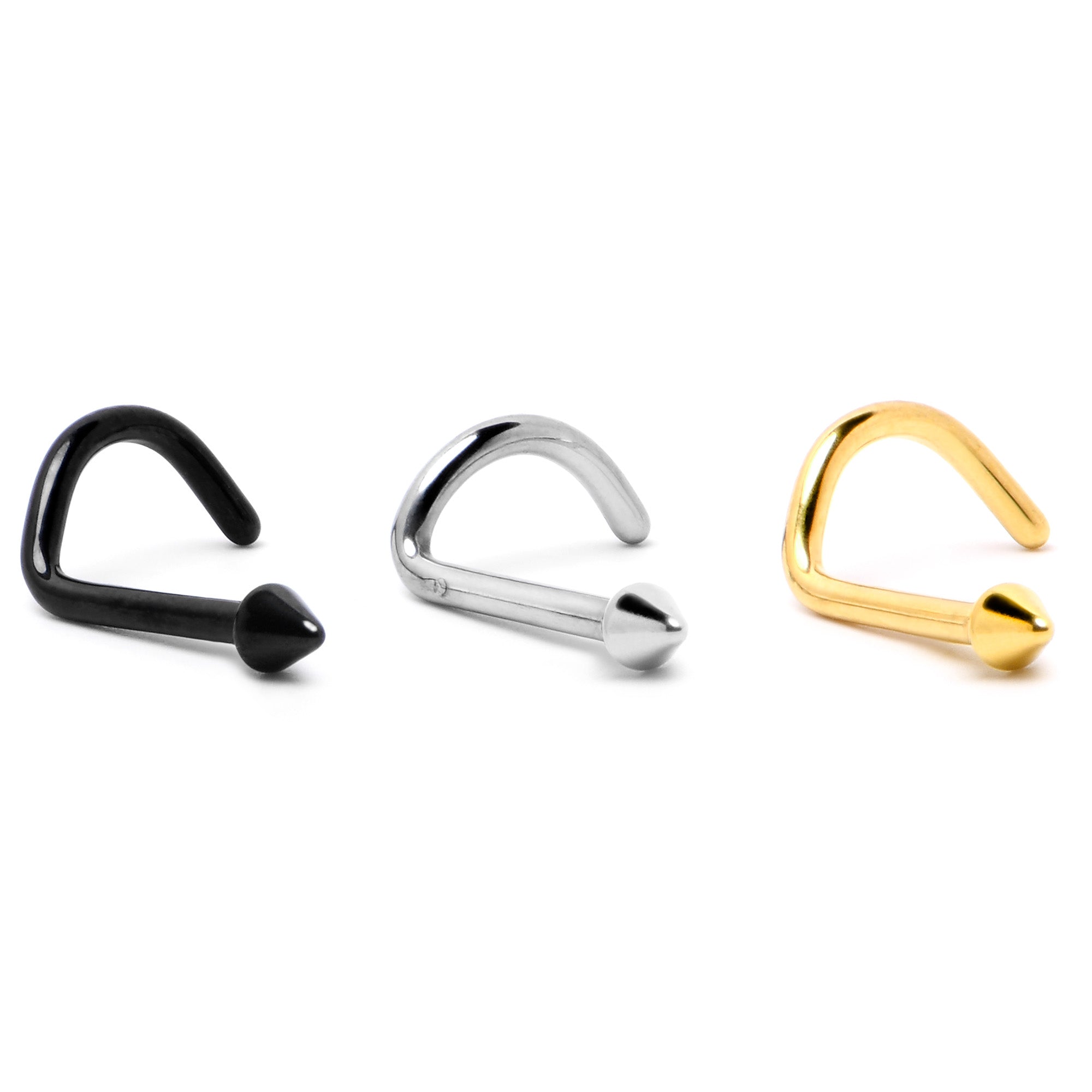 BodyCandy 18G 1/4 Gold Hue ASTM F-136 Implant Grade Titanium Cone End Left Side Nose Screw — size reference